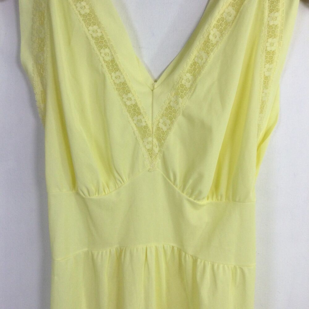 Lucy Larcom Womens Nightgown Maxi Dress V-Neck Sleeveless Pleated Yellow Size 36 - Picture 3 of 16